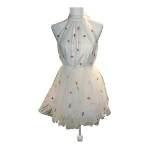 Women's white tulle bejeweled dress